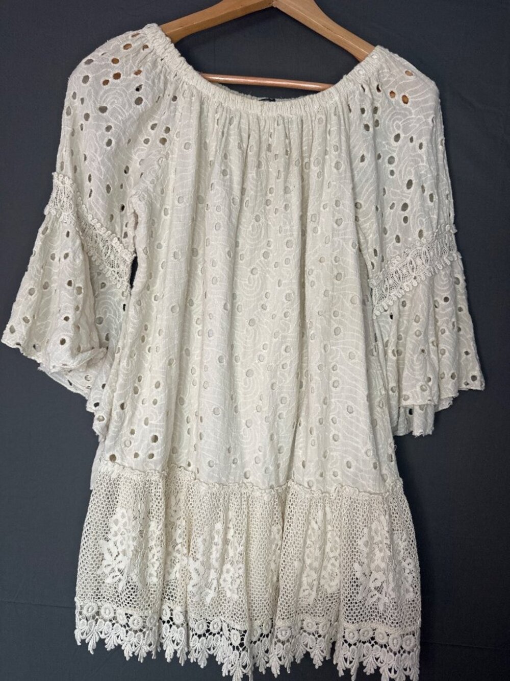 Women’s Small Cotton Eyelet Lace Tunic Light Fairy Fairycore Boho Cottagecore
